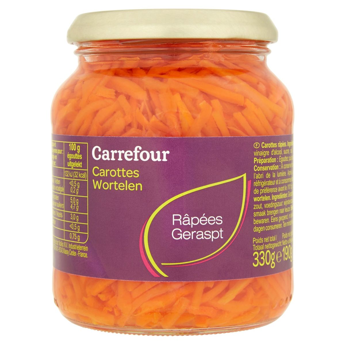 Carrefour Carottes Râpées 330 g
