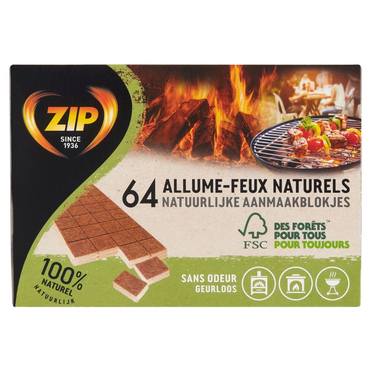 Zip Allume-Feux Naturels 64 Pièces