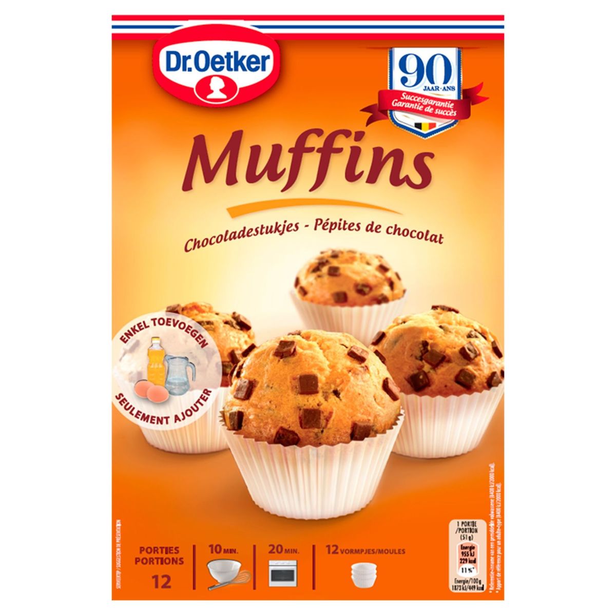 Dr. Oetker Muffins Met Chocoladestukjes 370 g