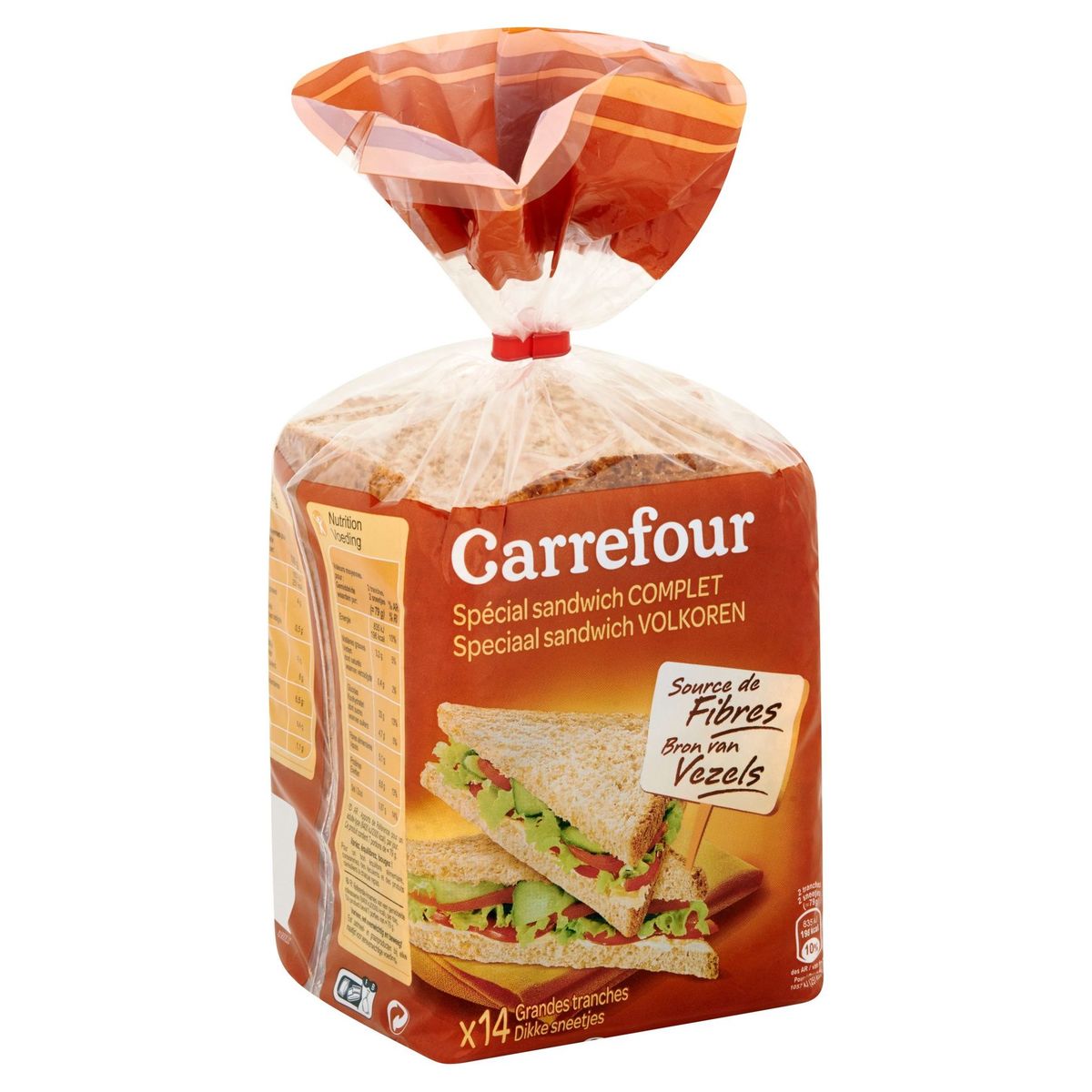 Carrefour Speciaal Sandwichbrood Volkoren 14 Dikke Sneetjes 550 g