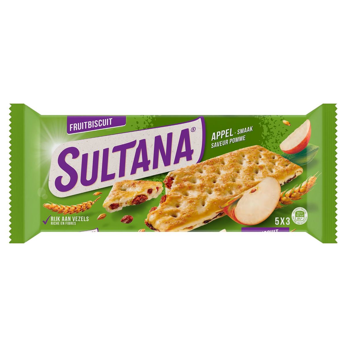Sultana FruitBiscuit Pomme 5 x 3 Pièces 218 g