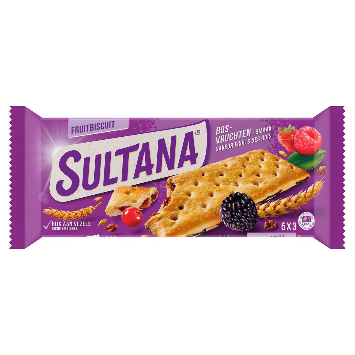 Sultana FruitBiscuit Fruits Rouges 5 x 3 Pièces 218 g