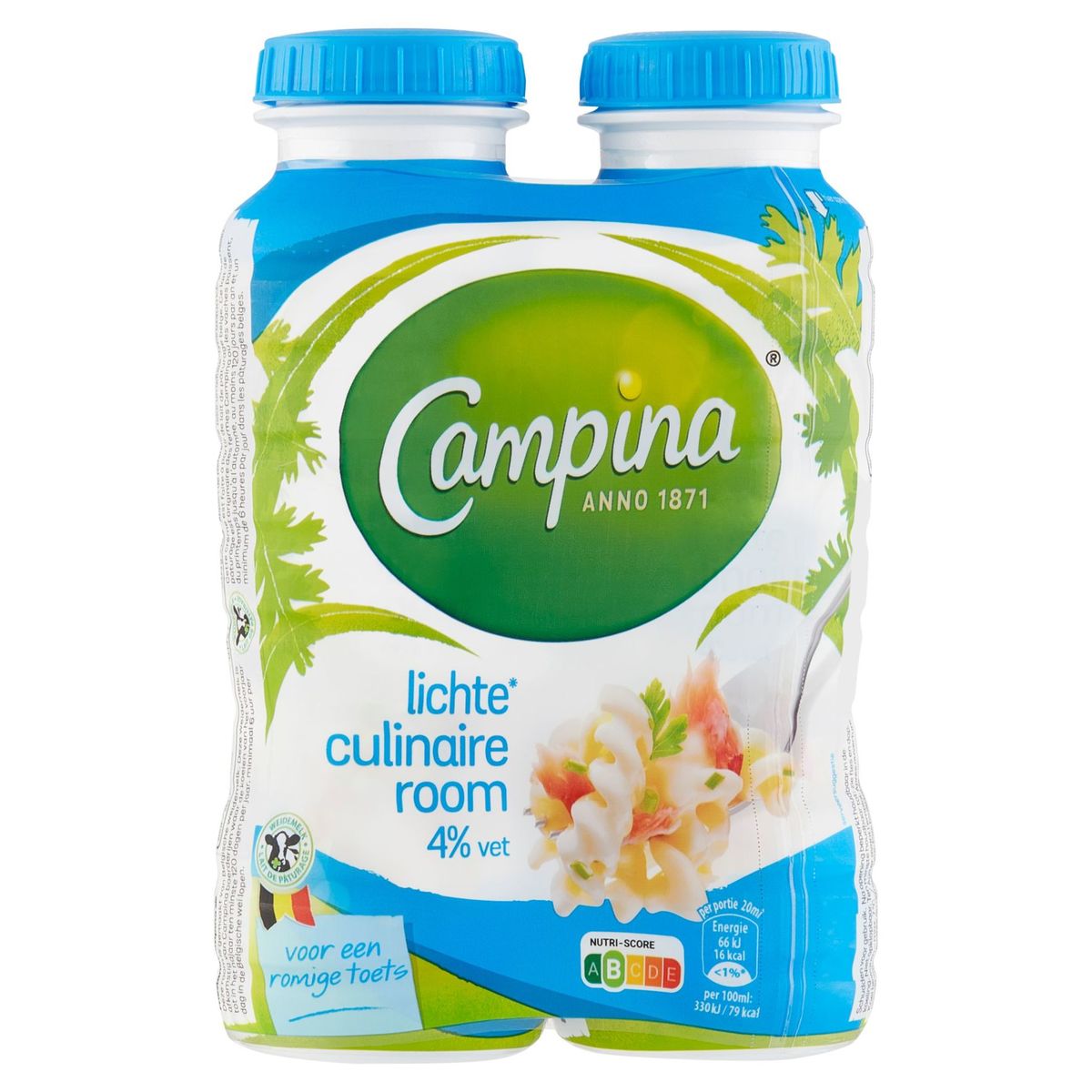 Campina Lichte Culinaire Room 4% Vet 2 x 250 ml