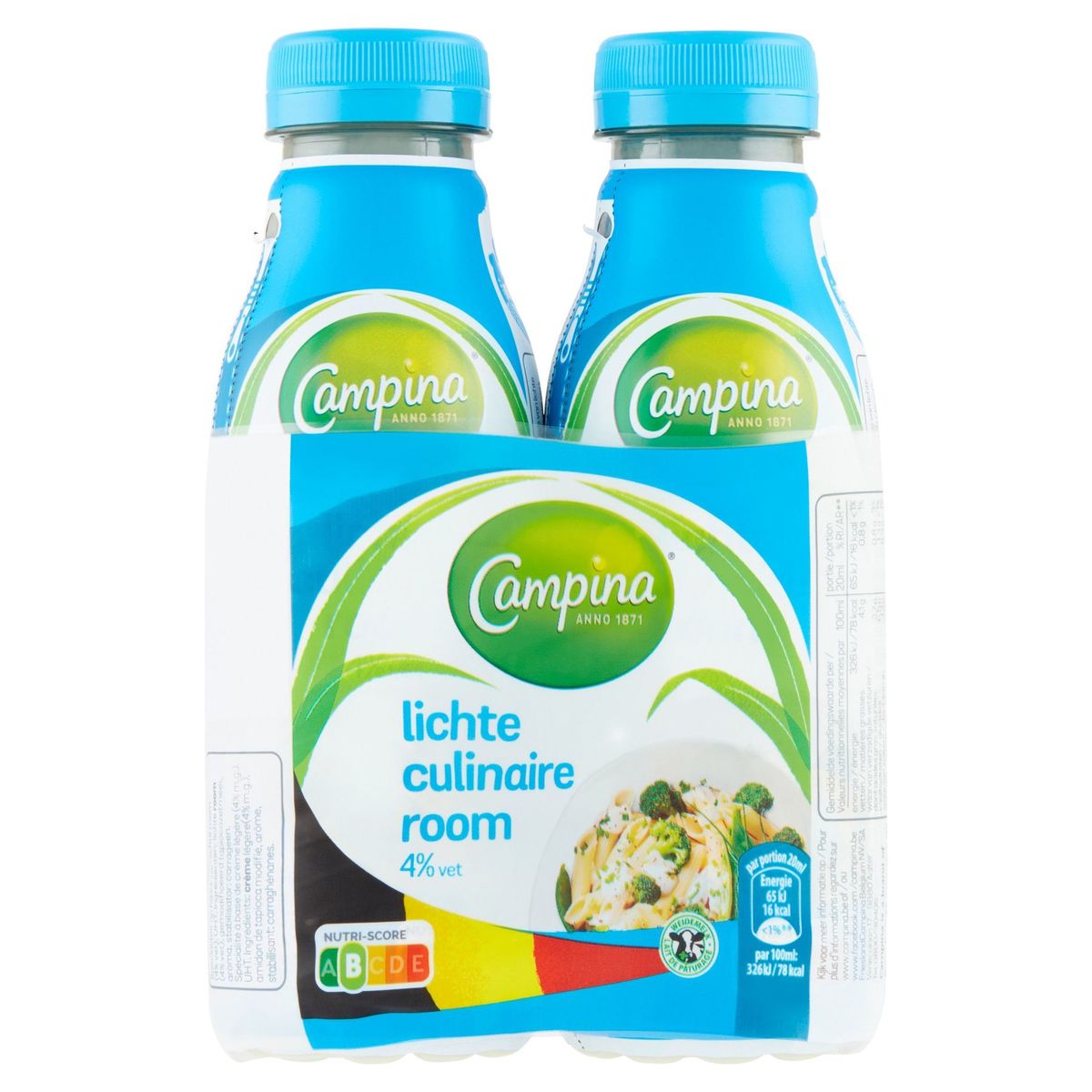 Campina Lichte Culinaire Room 4% Vet 2 x 250 ml