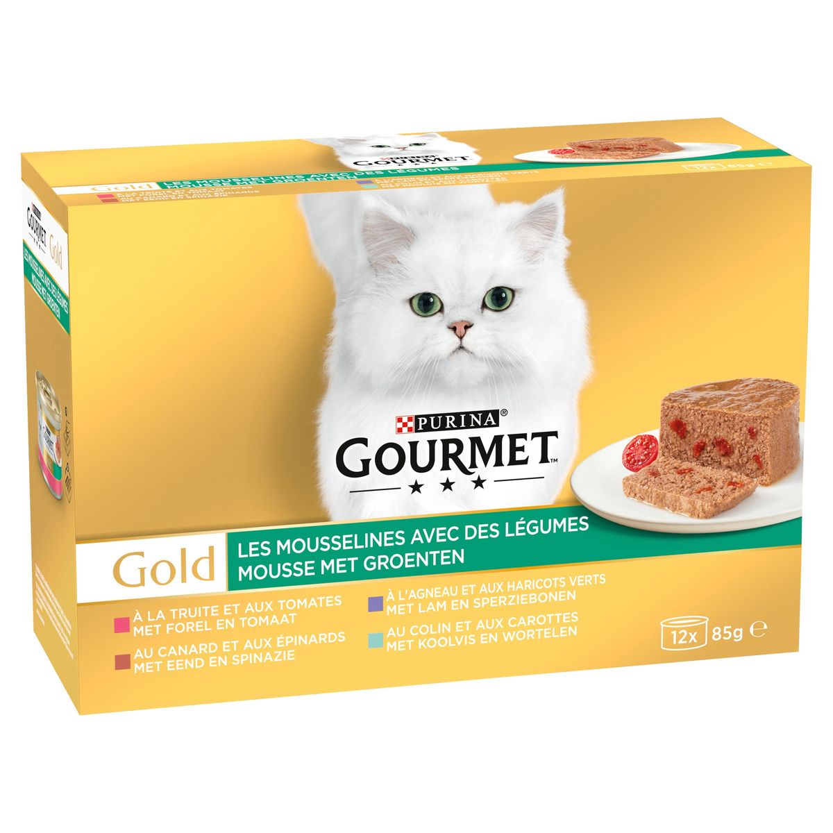 Gourmet Gold Aliment Chat Mousse avec Légumes 12x85g