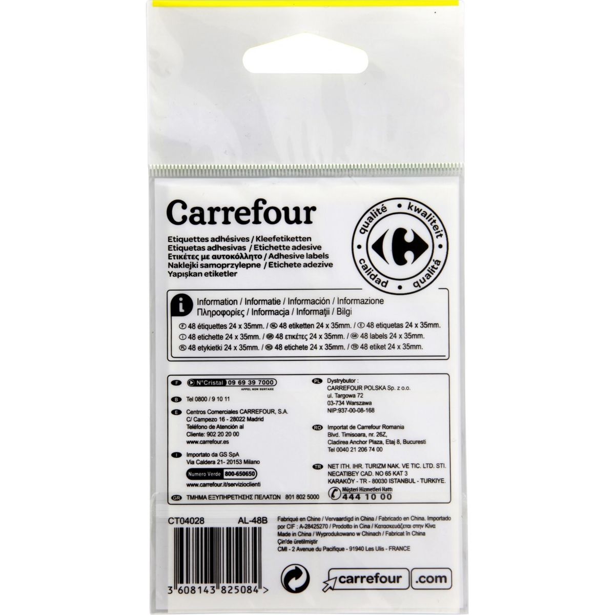 Carrefour Étiquettes adhésives 24x35 mm 48 pièces Blanc