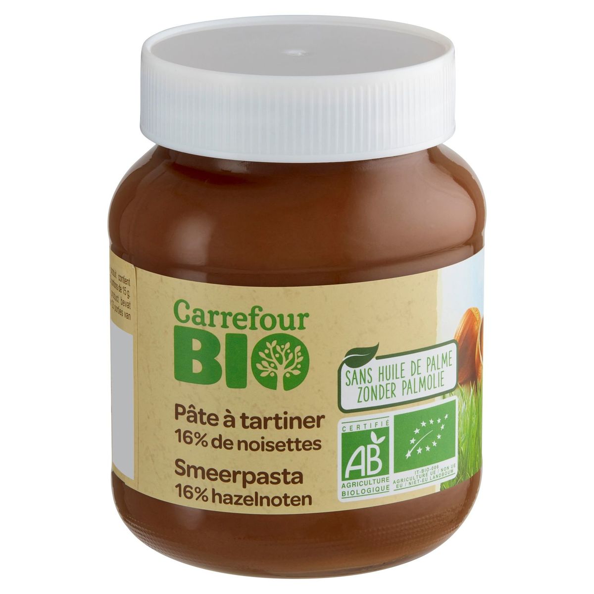 Carrefour Bio Smeerpasta 16% Hazelnoten 350 g
