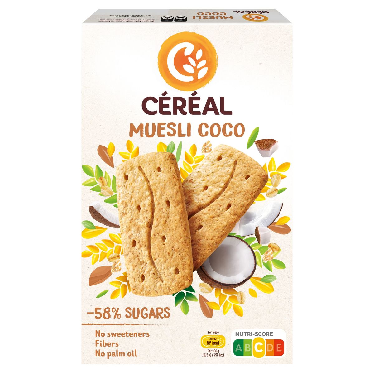 Céréal Moins De Sucres Muesli Coco 4 x 4 Biscuits 200 g
