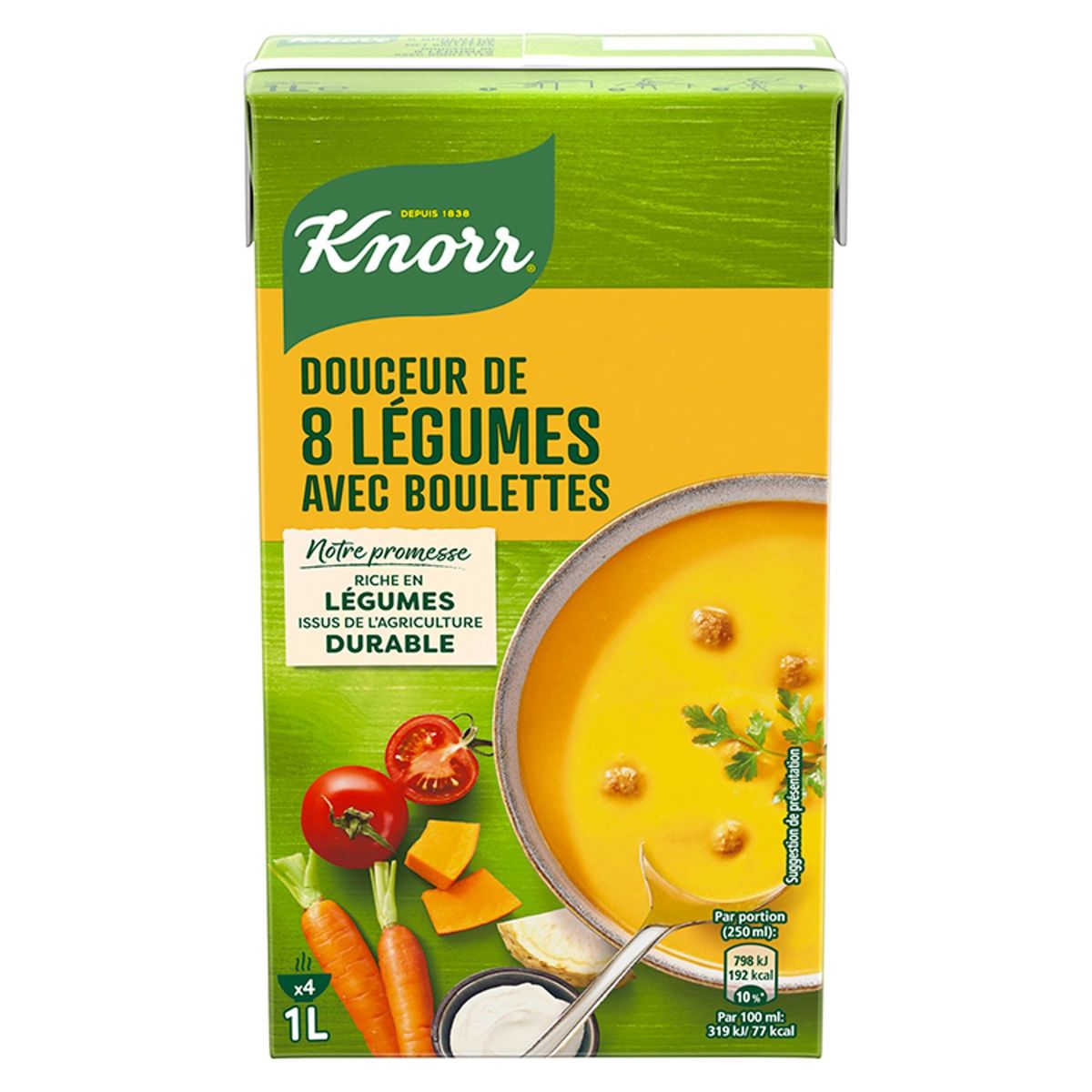 Knorr Classics Tetra Soupe 8 Légumes et Boulettes 1 L