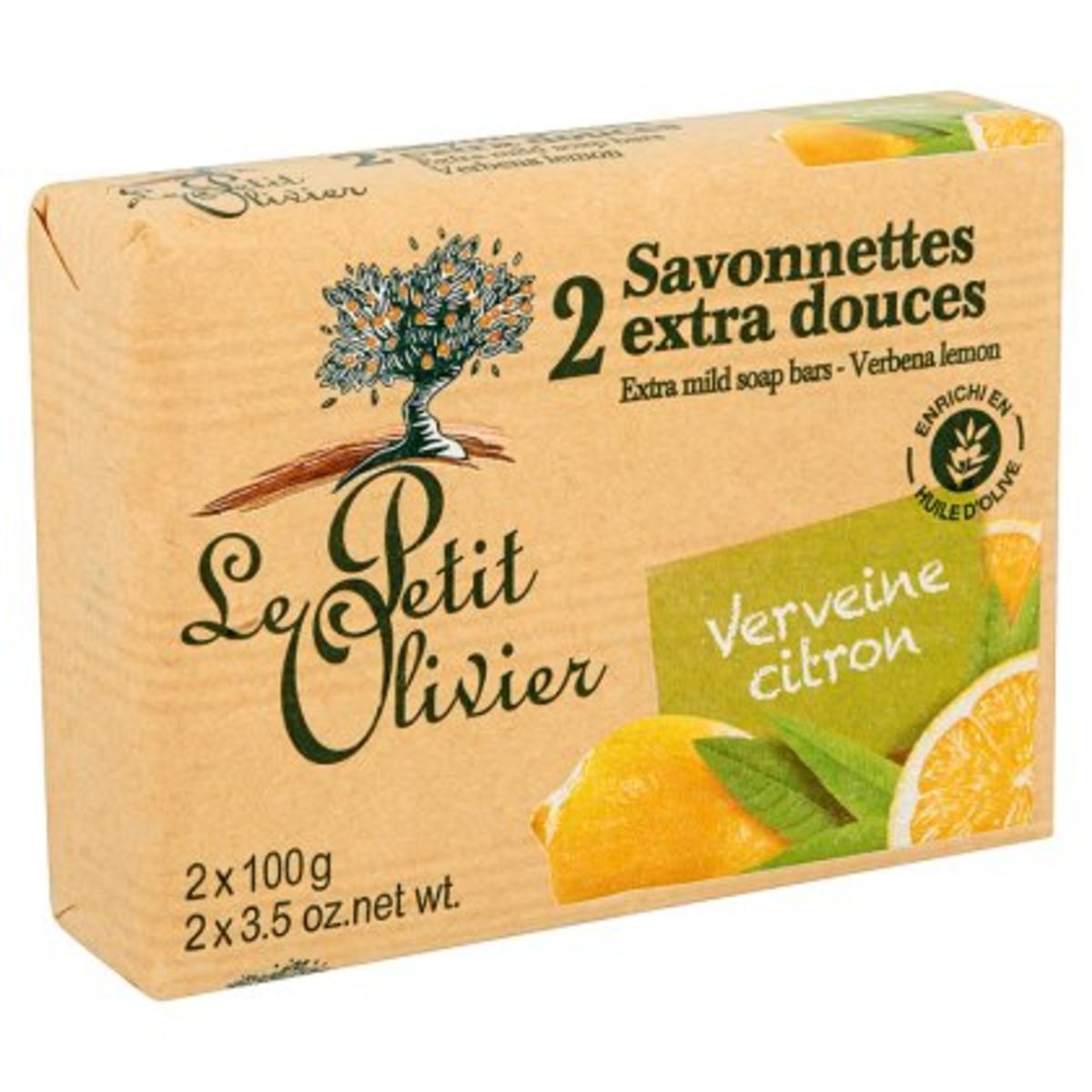 Le Petit Olivier Savonnettes Extra Douces Verveine Citron 2 x 100 g