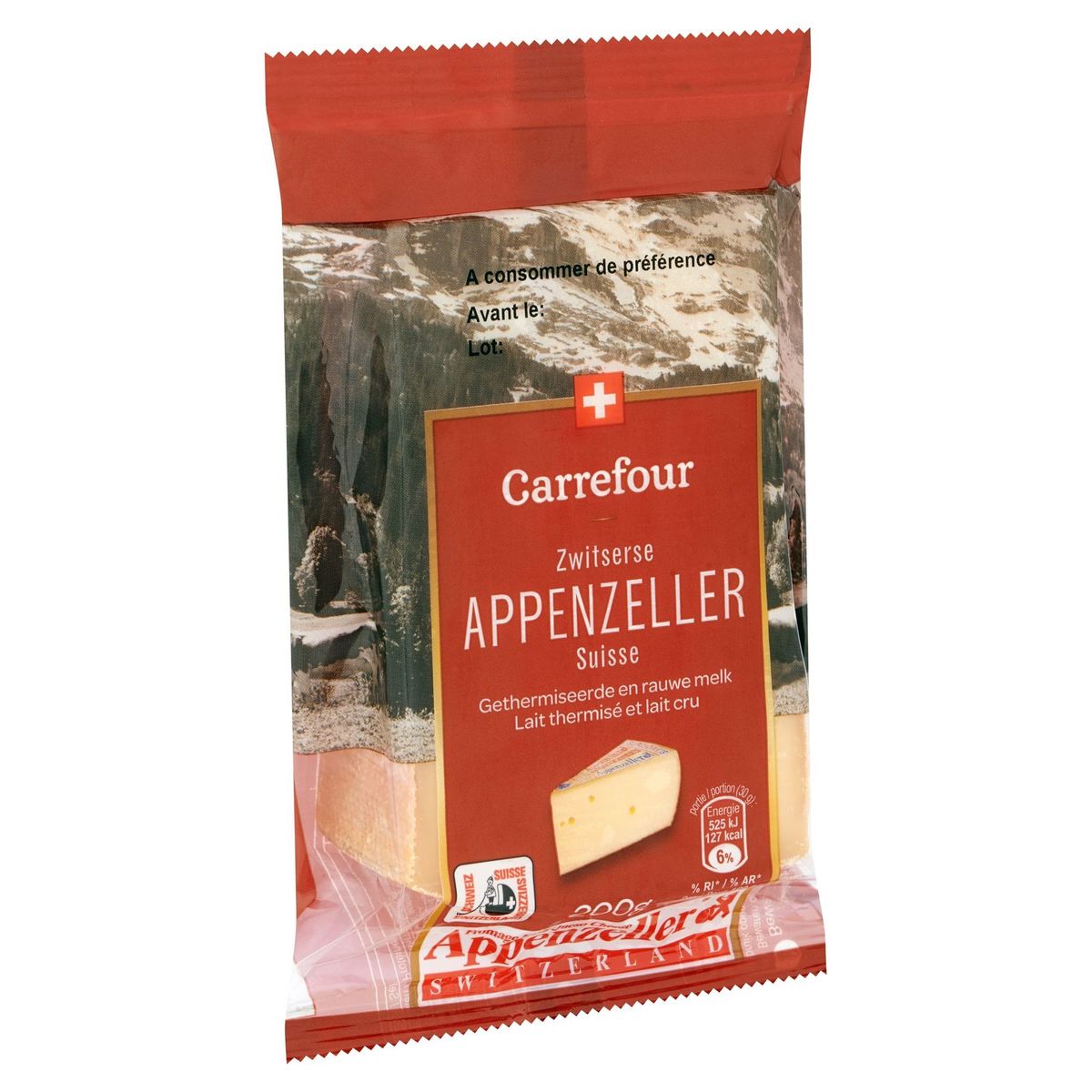 Carrefour Zwitserse Appenzeller Gethermiseerde en Rauwe Melk 200 g