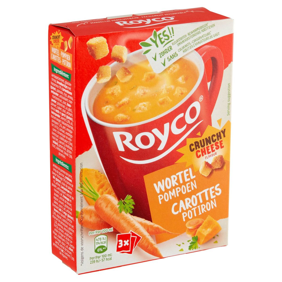 Royco Crunchy Cheese Smaak Wortel Pompoen 3 x 22.7 g