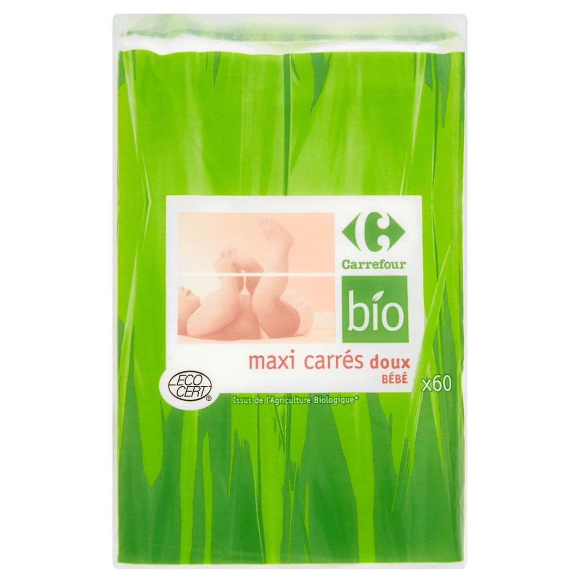 Carrefour Bio Maxi carrés doux bébé x 60