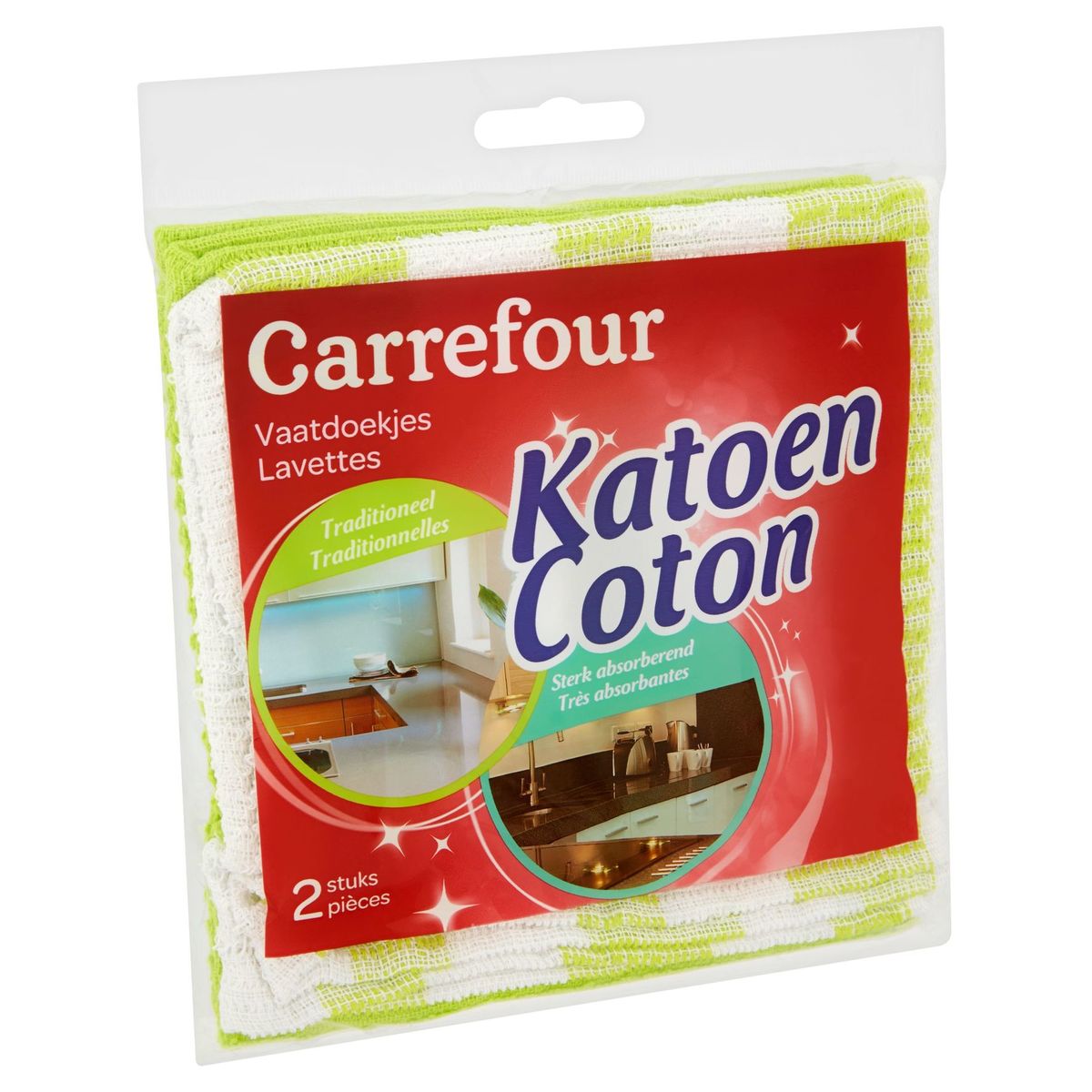 Carrefour Lavettes coton 2 pièces