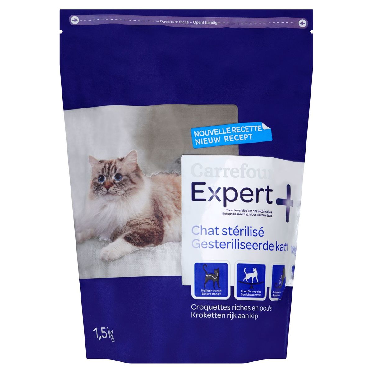 Carrefour Expert Chat Sterilise Croquettes Riches En Poulet 1 5 Kg Carrefour Site