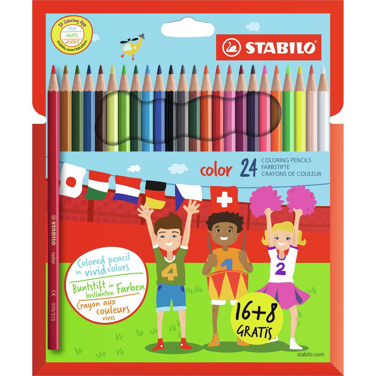 STABILO Crayons de couleur color 16+8 gratuit