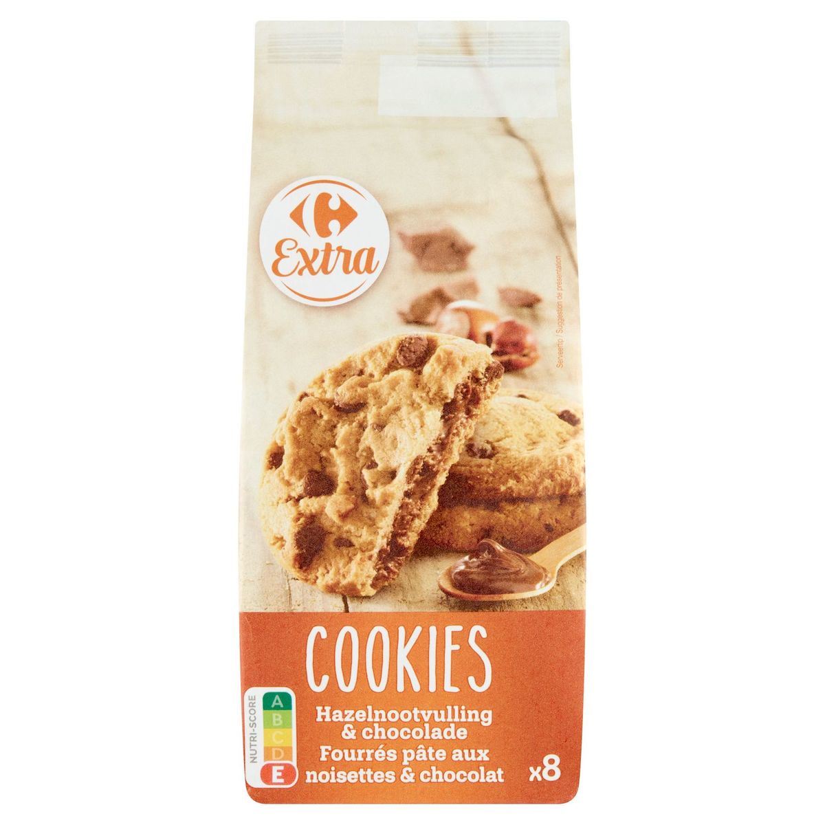 Carrefour Extra Cookies Pâte aux Noisettes & Chocolat 8 Pièces 200 g