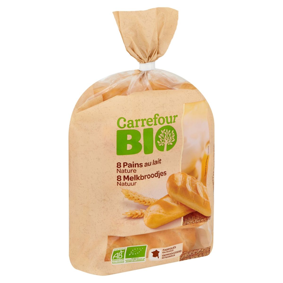 Carrefour Bio Melkbroodjes Natuur 8 x 35 g