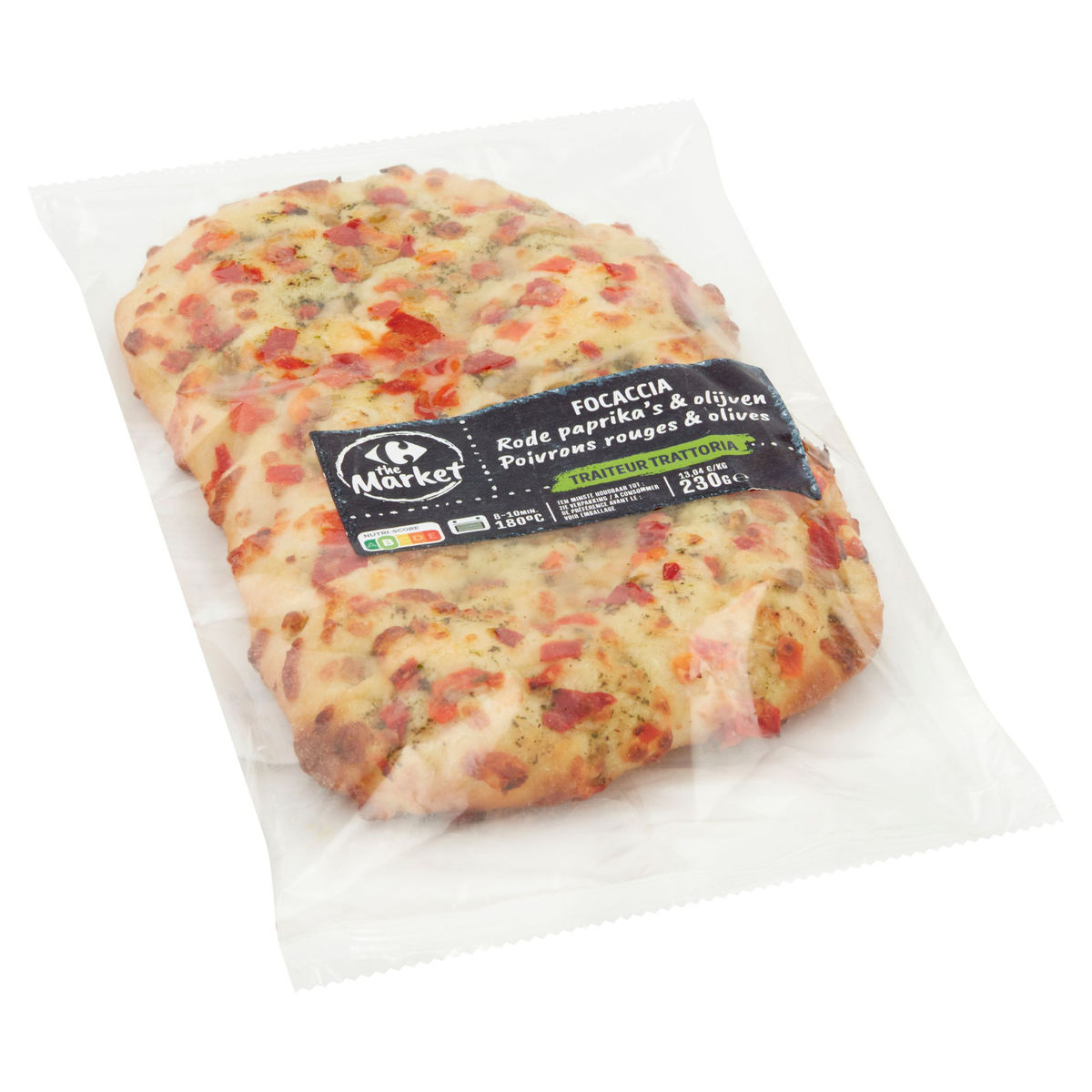 Carrefour The Market Focaccia Poivrons Rouges & Olives Traiteur 230 g