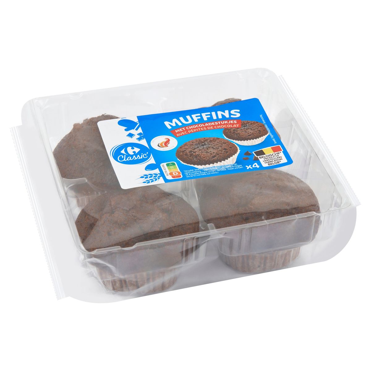 Carrefour Classic' Muffins met Chocoladestukjes 4 x 75 g