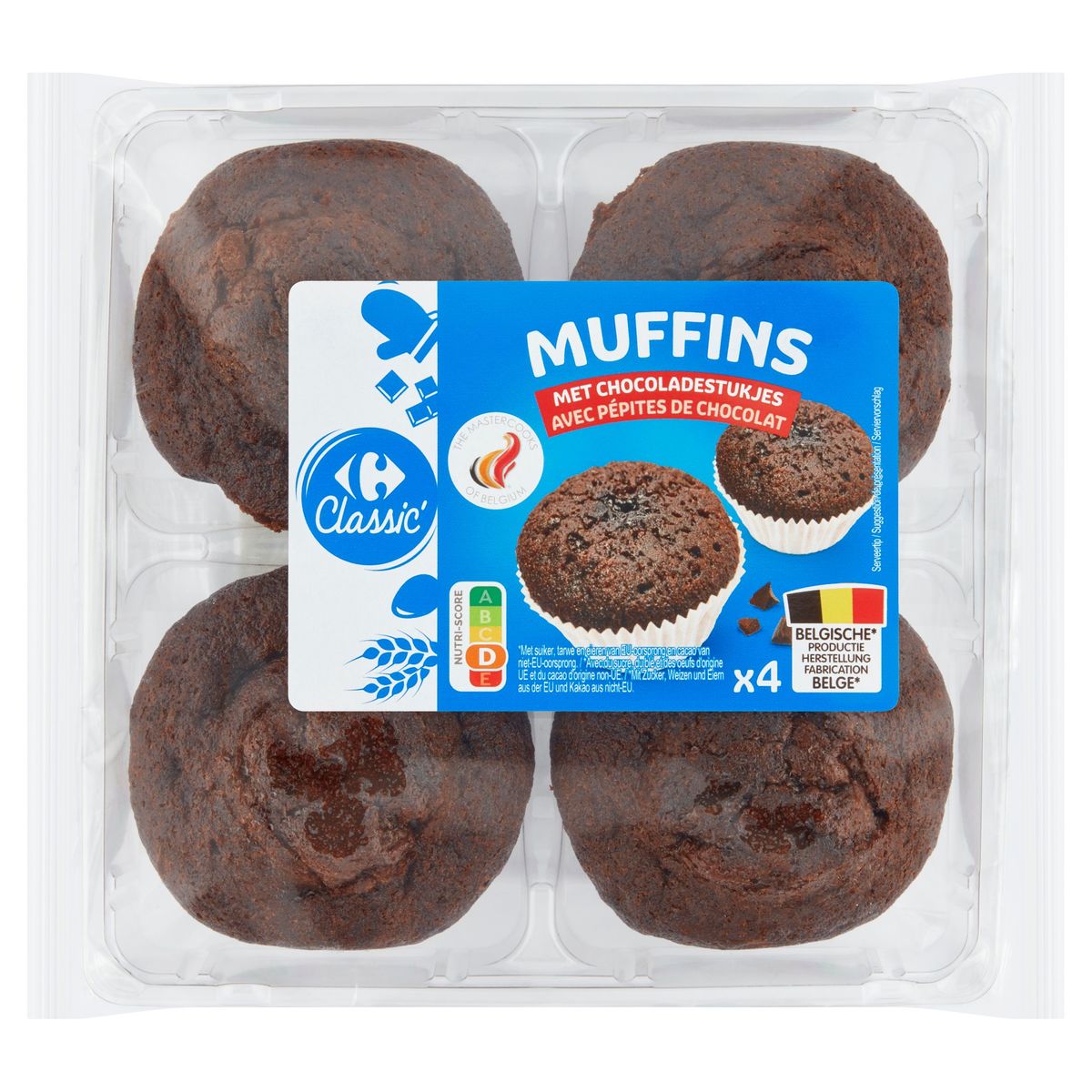 Carrefour Classic' Muffins avec Pépites de Chocolat 4 x 75 g