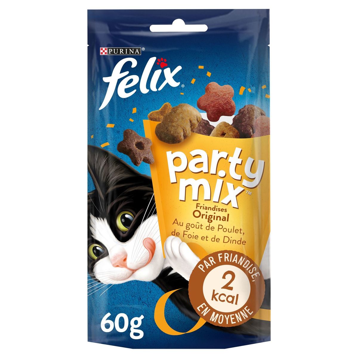 Felix Party Mix Friandises Snacks Kip-, Lever- en Kalkoensmaak 60 g