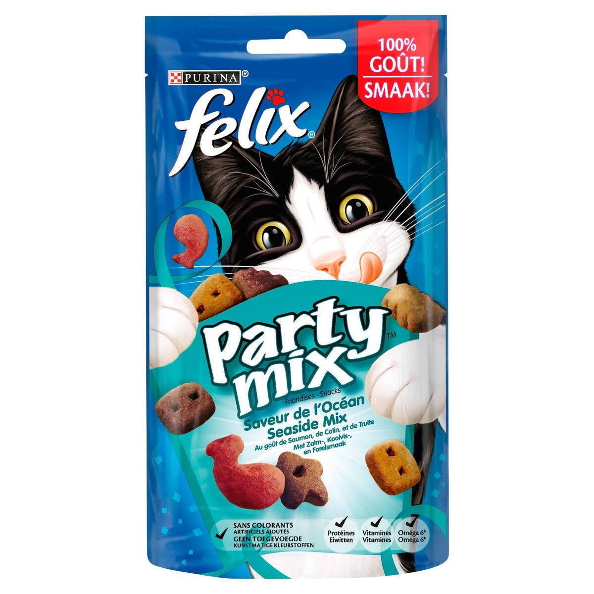Felix Party Mix Snacks Seaside Mix Zalm-, Koolvis- en Forelsmaak 60 g