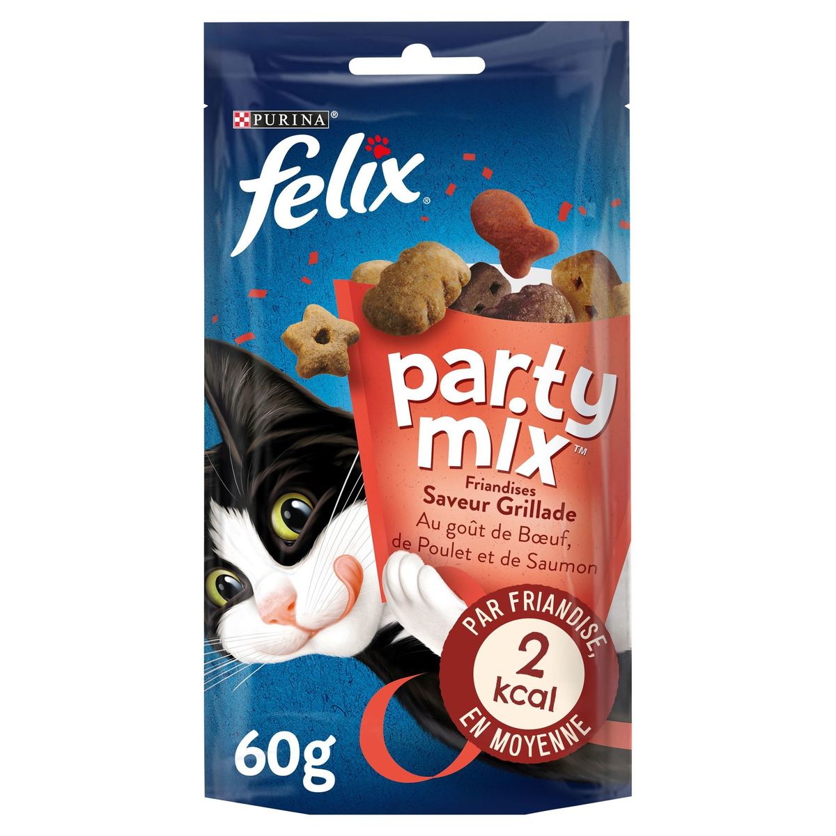 Felix Party Mix Friandises Snacks met Rund-, Kip- en Zalmsmaak 60 g