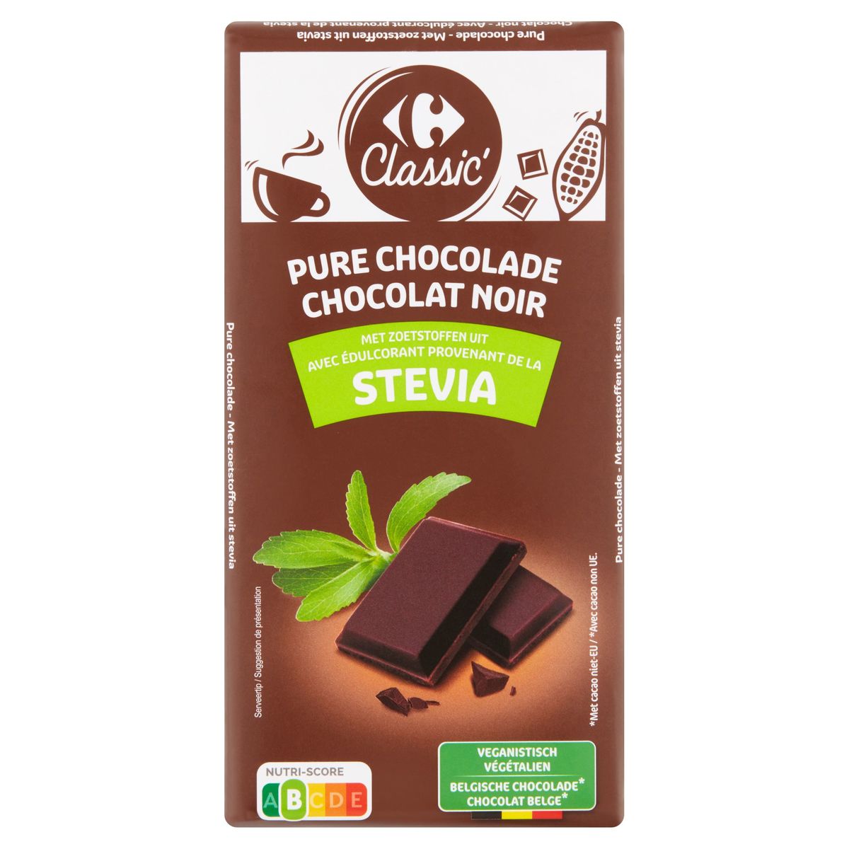 Tablette chocolat noir sans sucre ajouté (édulcorant : maltitol) – Cacao  55,7% minimum – 100g