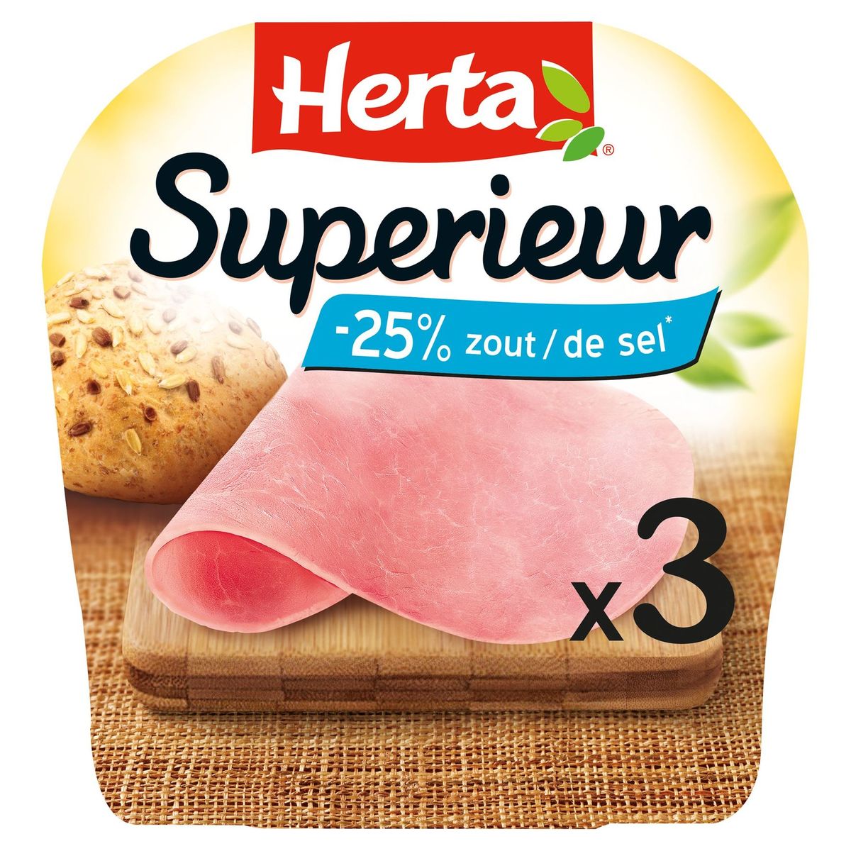 Herta Superieur Ham -25% Zout 3 Sneden 100 g