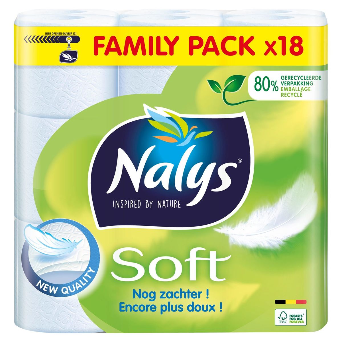 Nalys Soft Papier Toilette Family Pack 18 Rouleaux