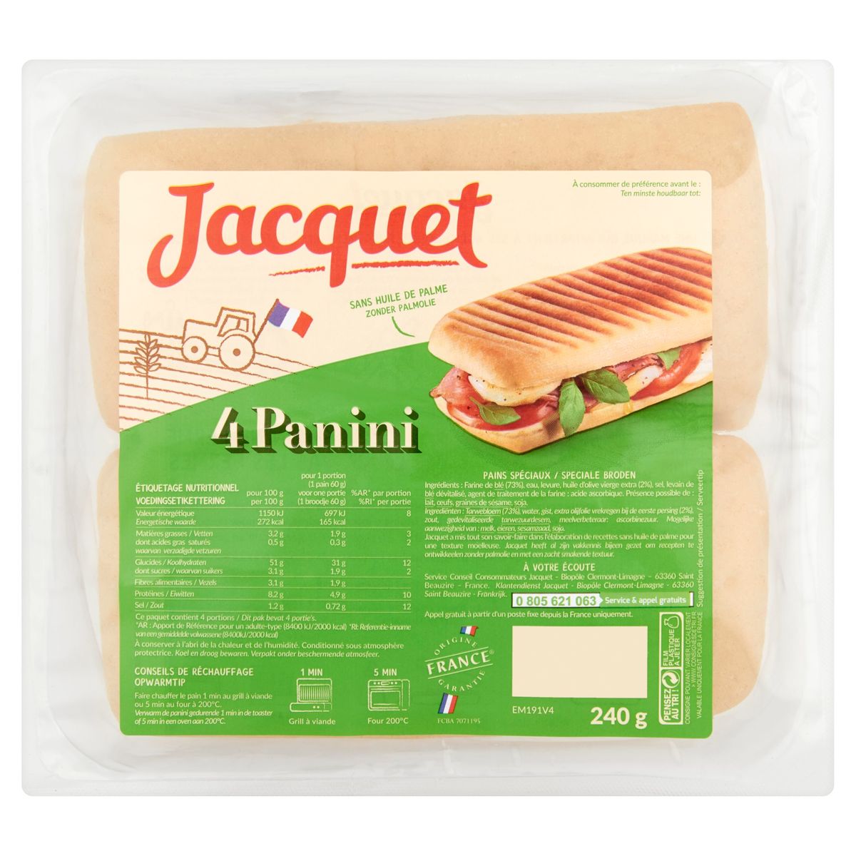 Jacquet Panini 4 Stuks 240 g