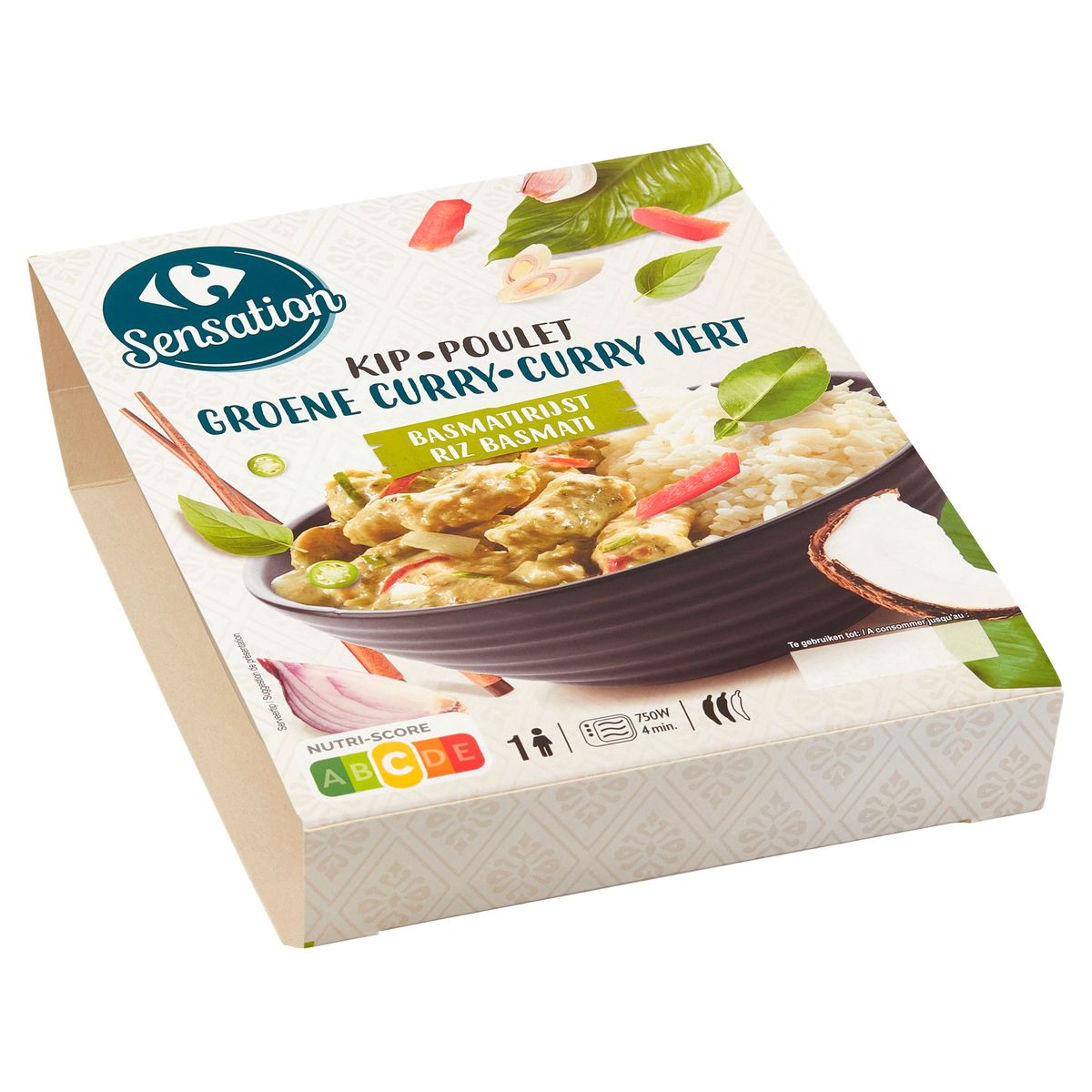 Carrefour Sensation Poulet Curry Vert Riz Basmati 450 g