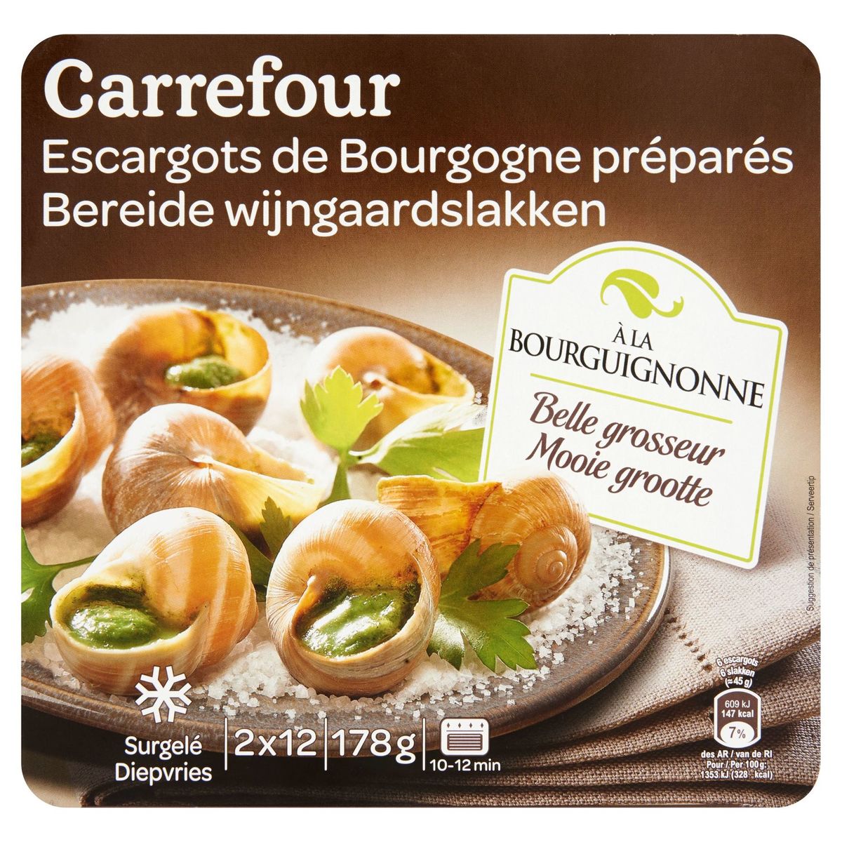 Carrefour Escargots de Bourgogne à la Bourguignonne 24 Pièces 178 g