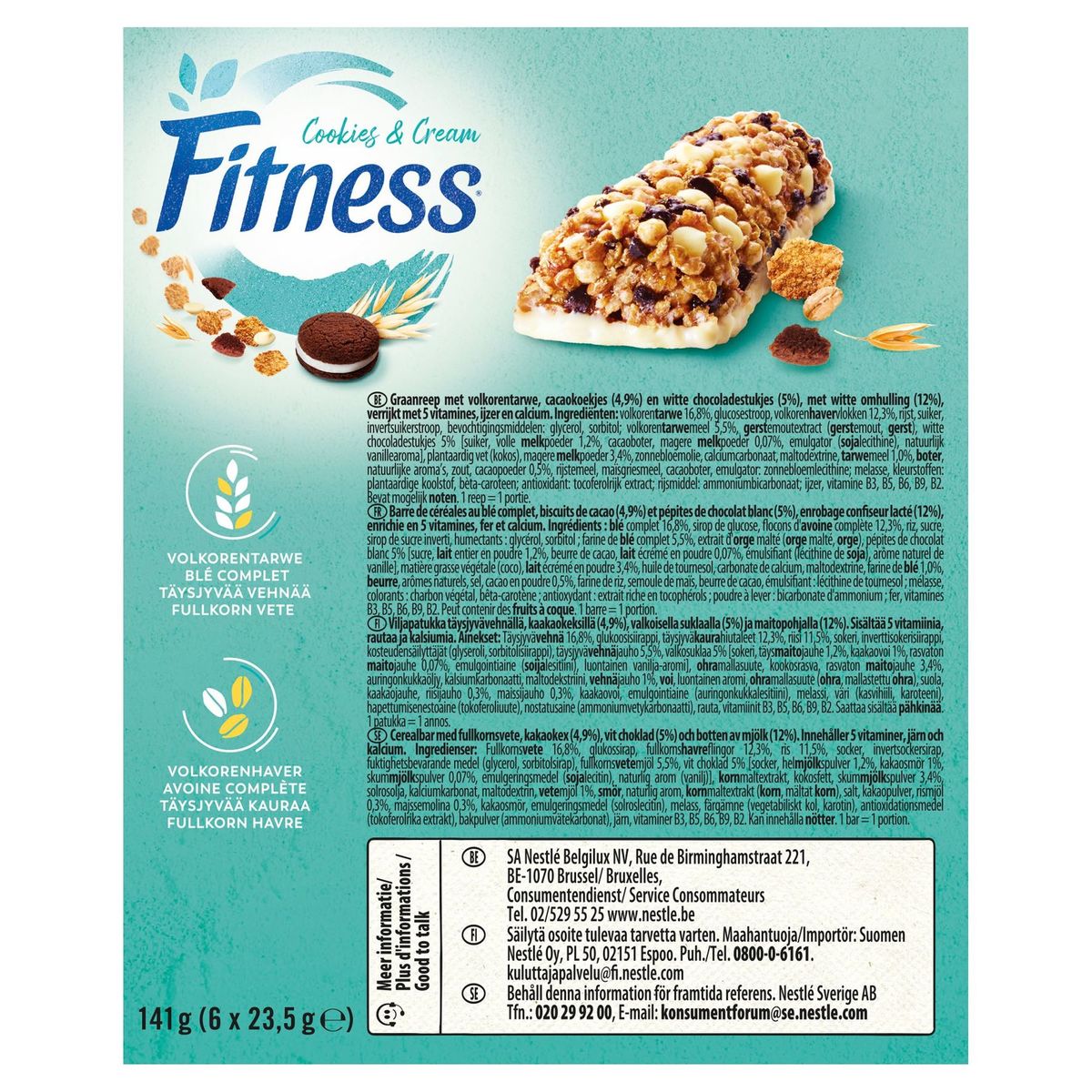 Fitness Graanrepen Cookies & Cream 6 x 23.5g