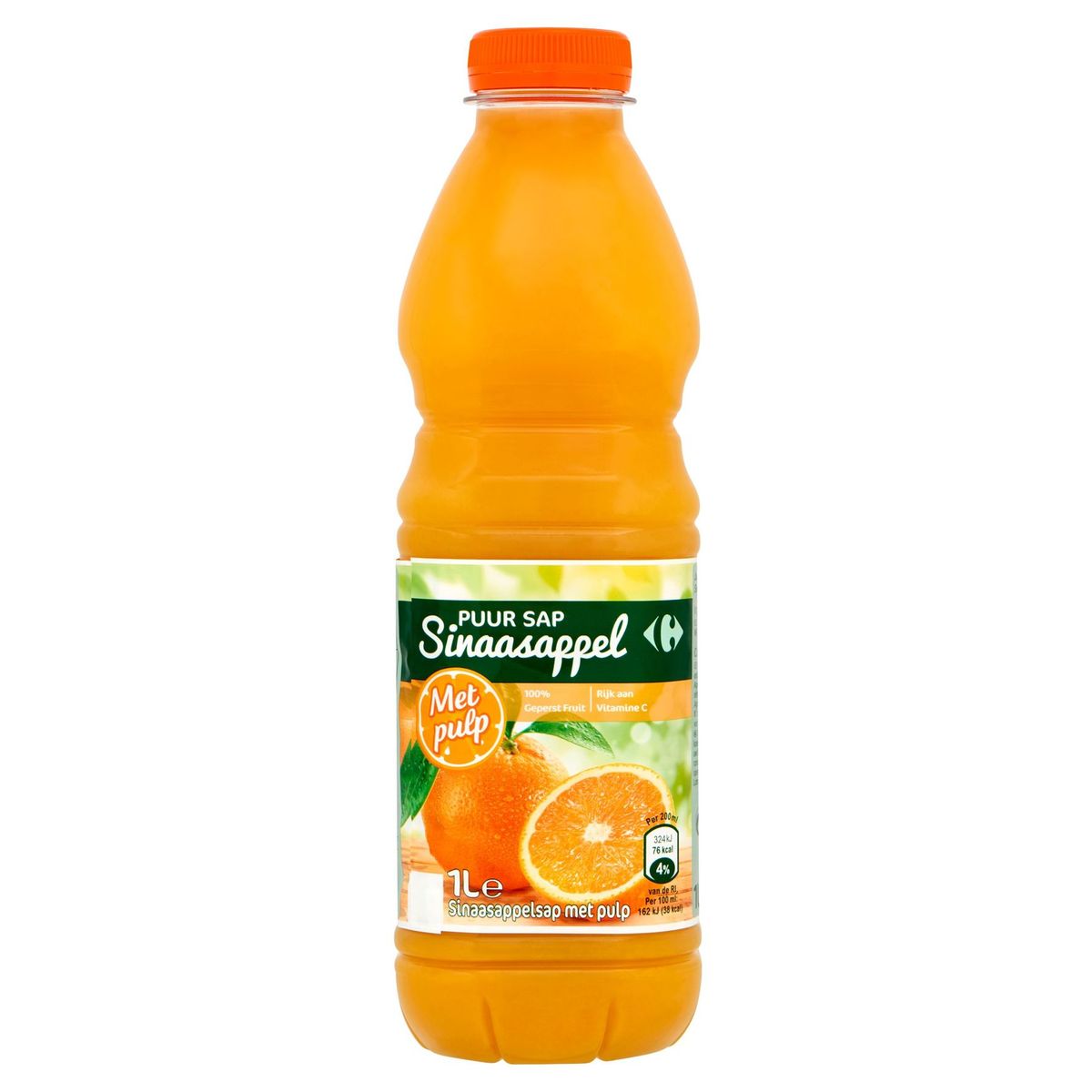 Carrefour Puur Sap Sinaasappel met Pulp 1 L