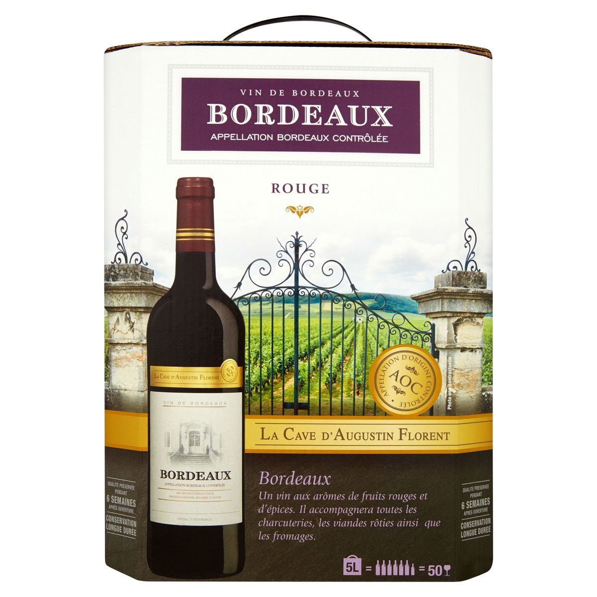 Frankrijk La Cave d'Augustin Florent Vin de Bordeaux Rood 5 L