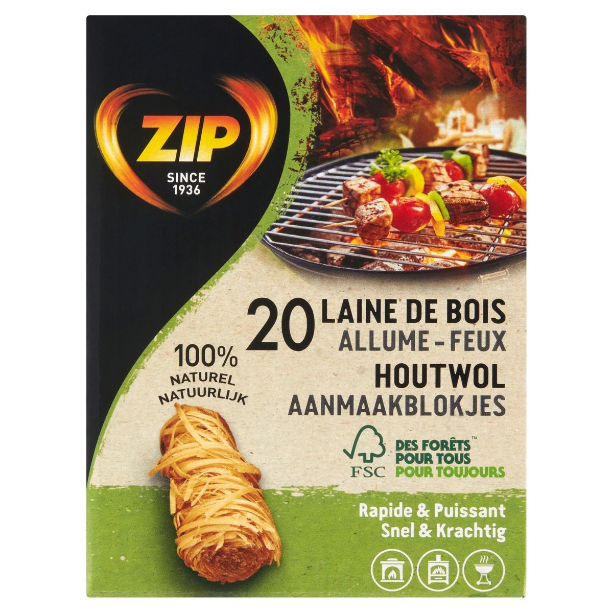 Zip Laine de Bois Allume - Feux 20 Pièces