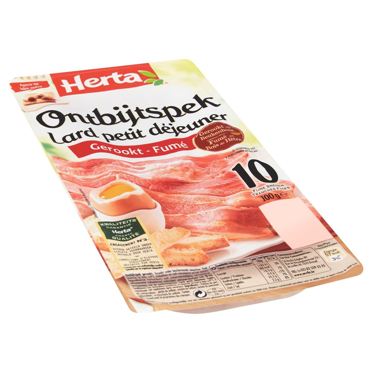 Herta Lard Petit-Déjeuner Fumé 10 Tranches 100 g