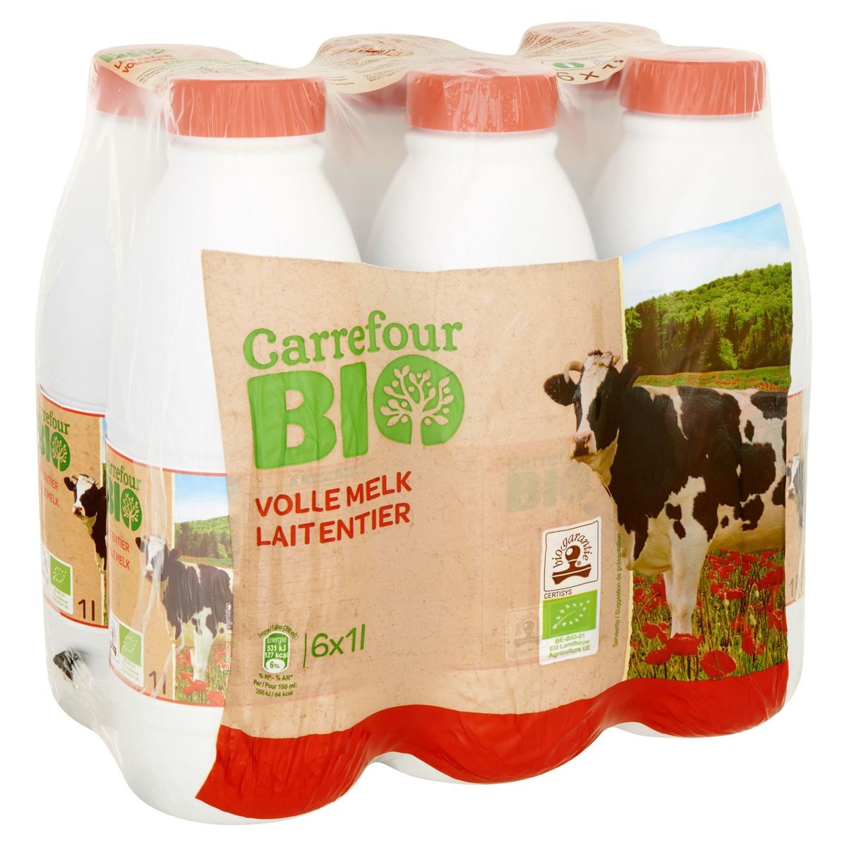 Carrefour Bio Lait Entier 6 x 1 L