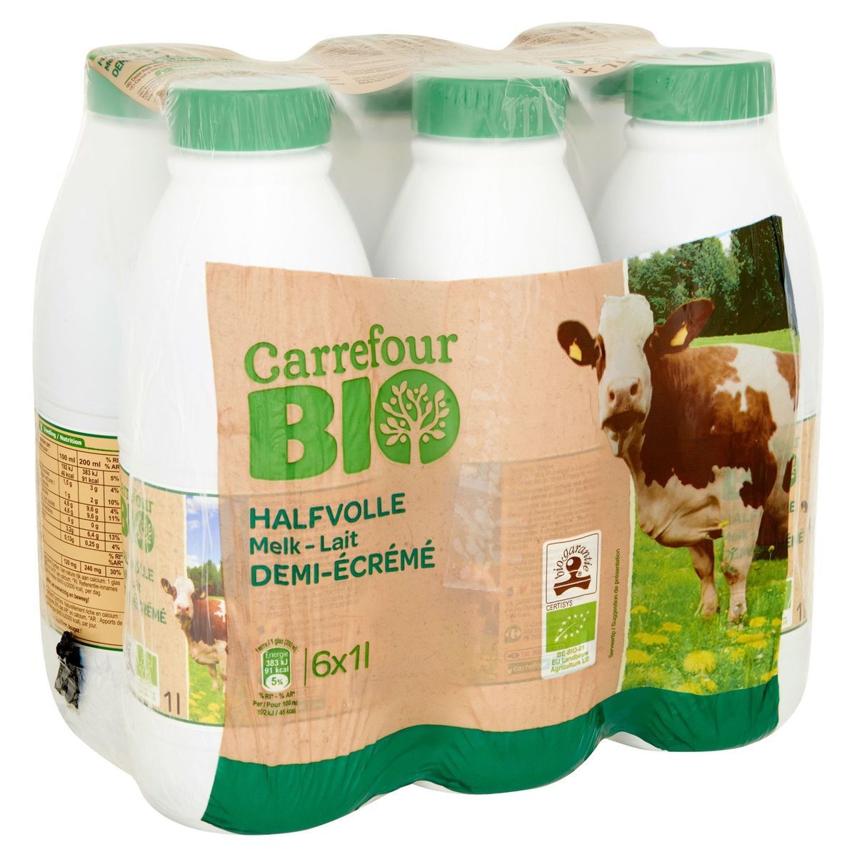 Carrefour Bio Lait Demi-Écrémé 6 x 1 L