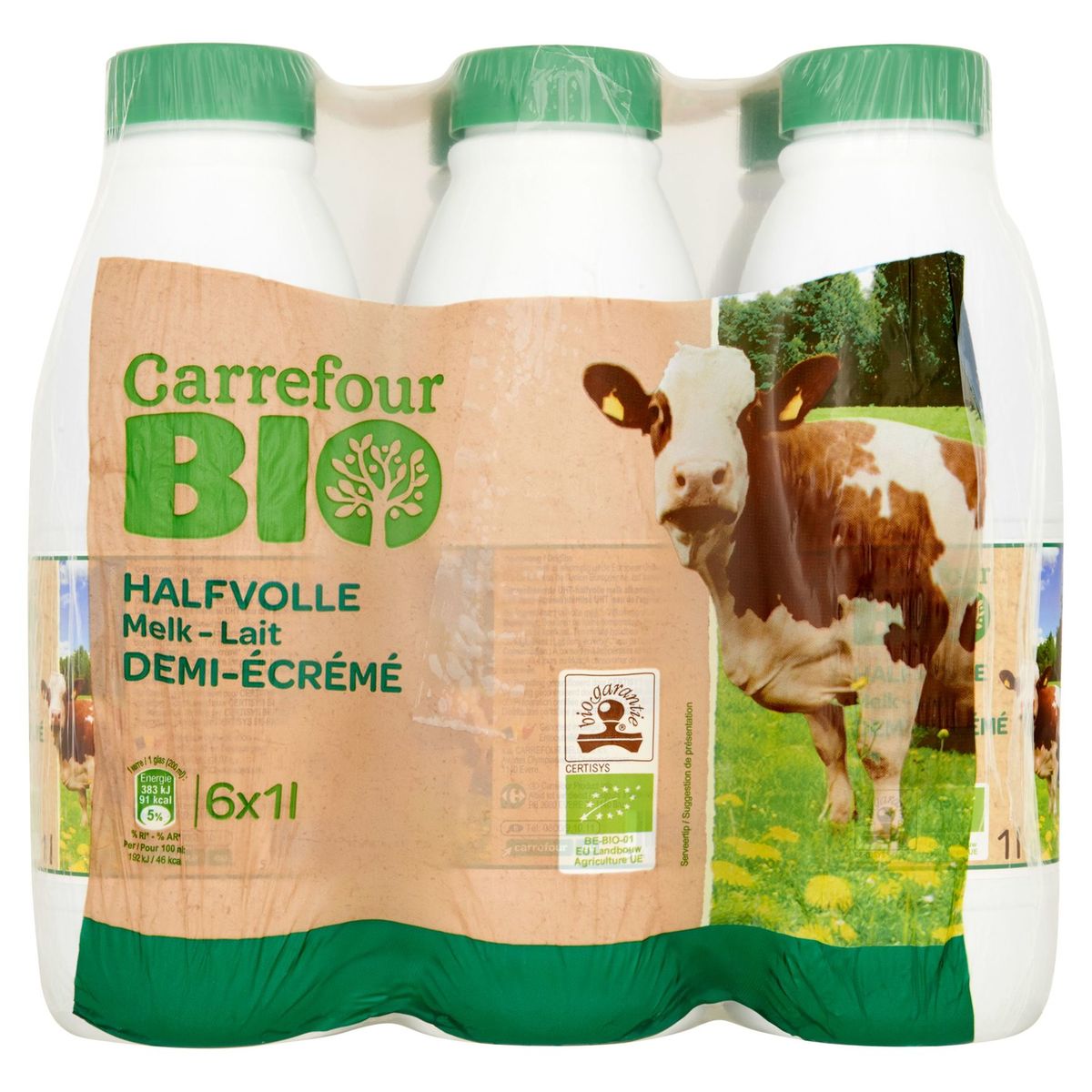 Carrefour Bio Lait Demi-Écrémé 6 x 1 L