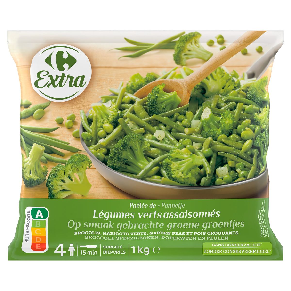 Carrefour Extra Poêlée de Légumes Verts Assaisonnés 1 kg