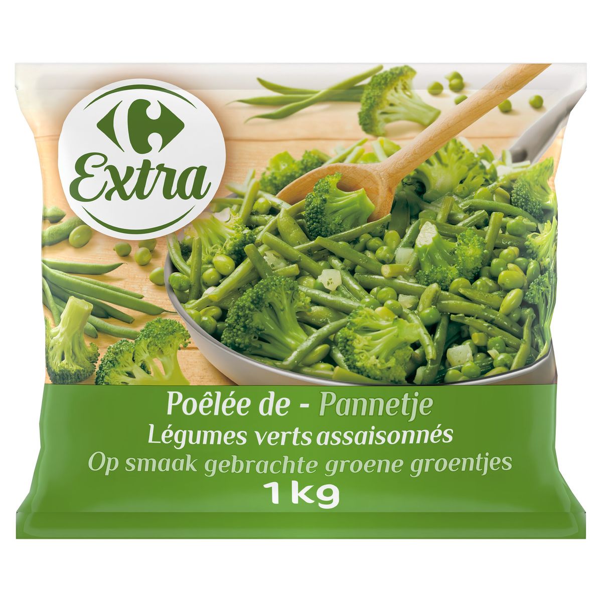 Carrefour Extra Poêlée de Légumes Verts Assaisonnés 1 kg