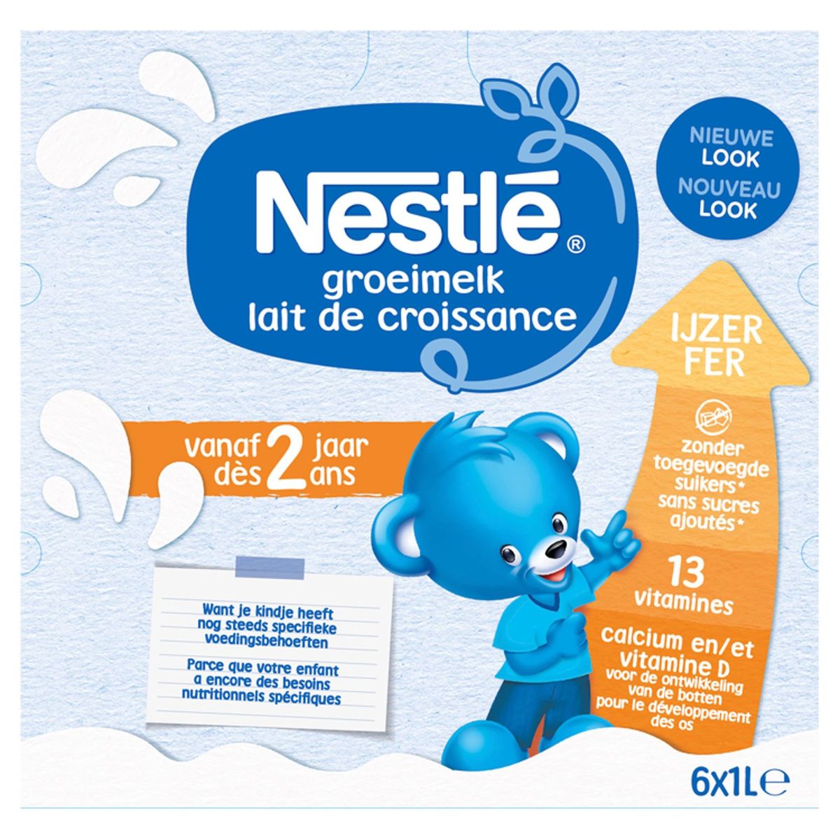 Nestlé® Lait de Croissance 2+ dès 2 Ans 6 x 1 L