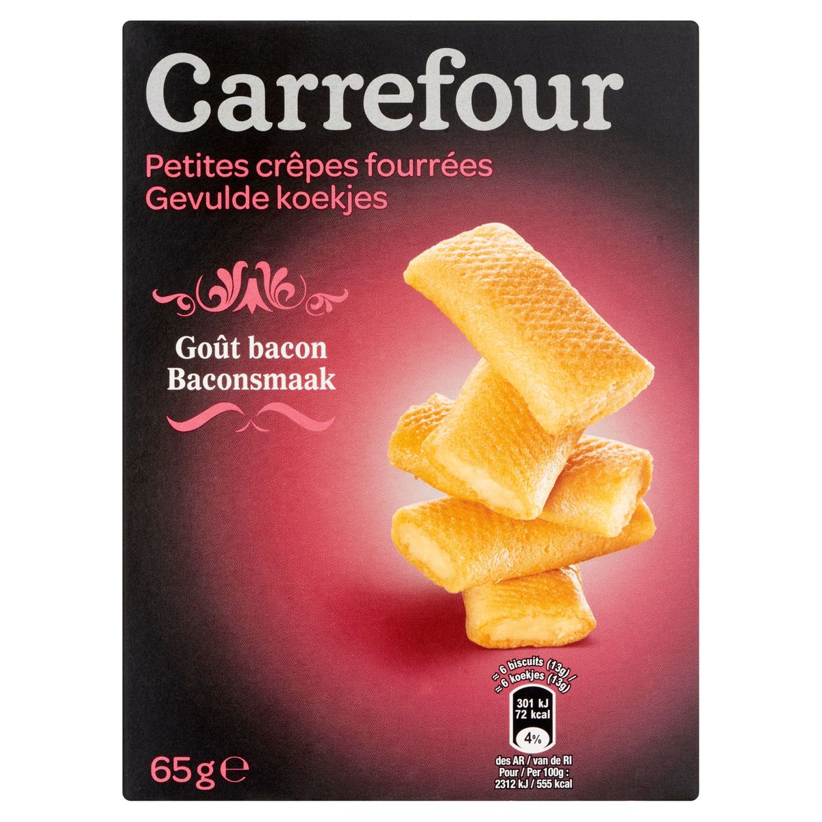 Carrefour Petites Crêpes Fourrées Goût Bacon 65 g