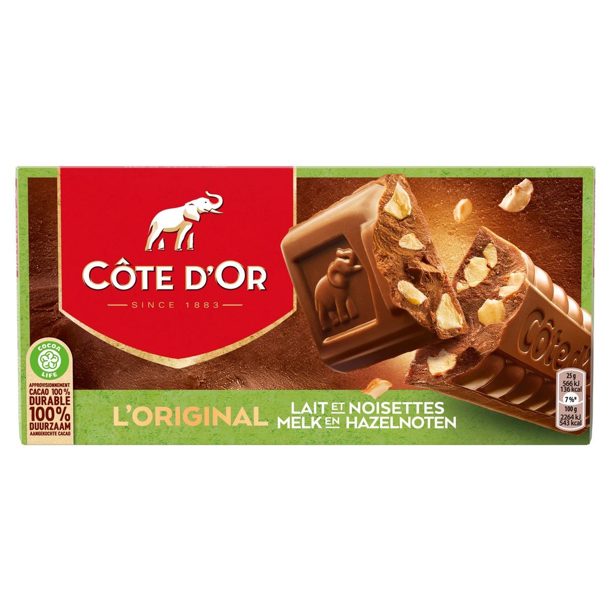 Côte d'Or L'Original Tablette Chocolat Au Lait éclats noisettes 400 g
