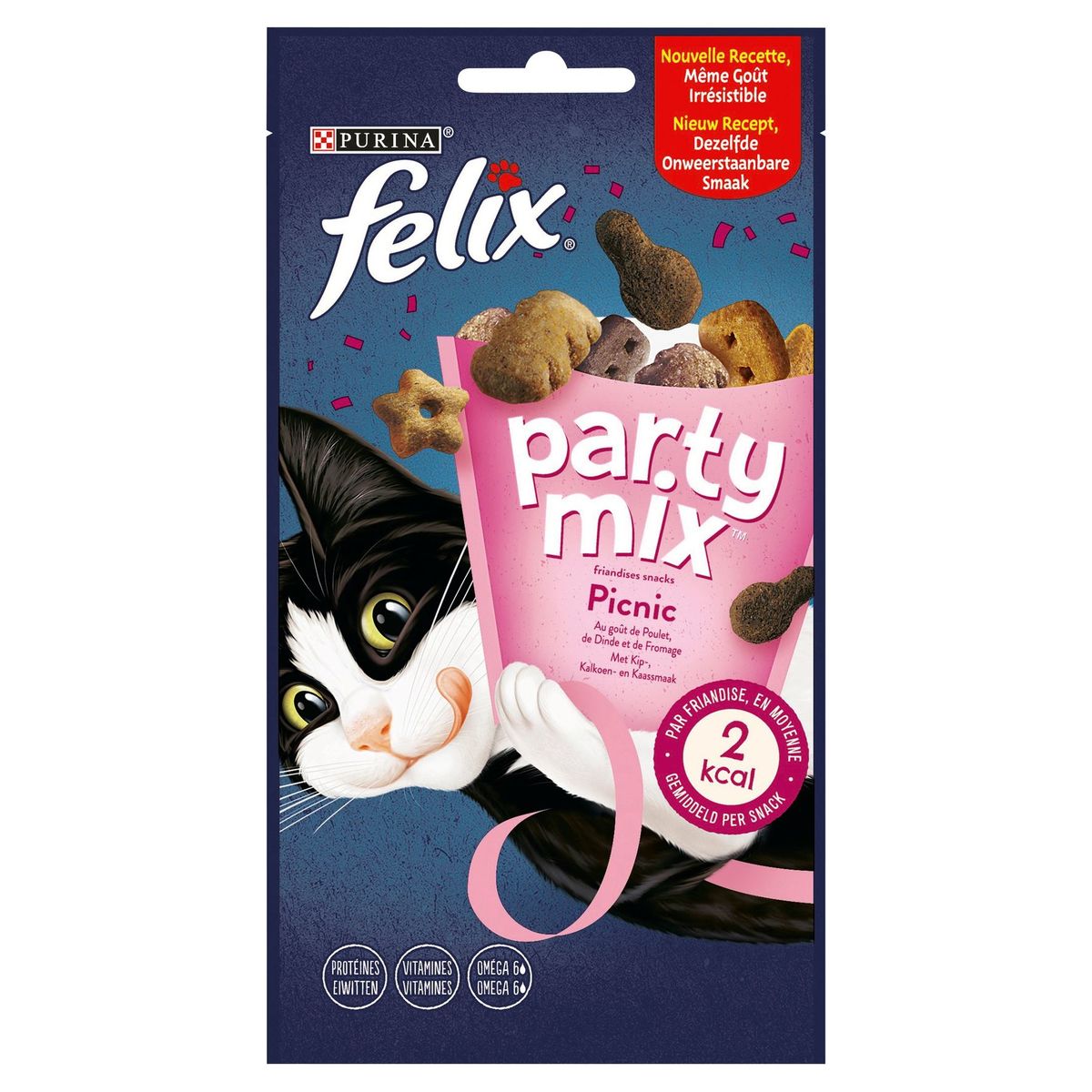 Felix Party Mix Friandises Picnic Goût Poulet, Dinde et Fromage 60 g