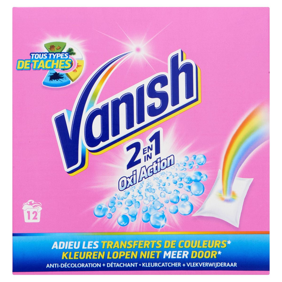 Vanish Oxi 2 in 1 Kleurbeschermer & Vlekverwijderaar 12 Zakjes