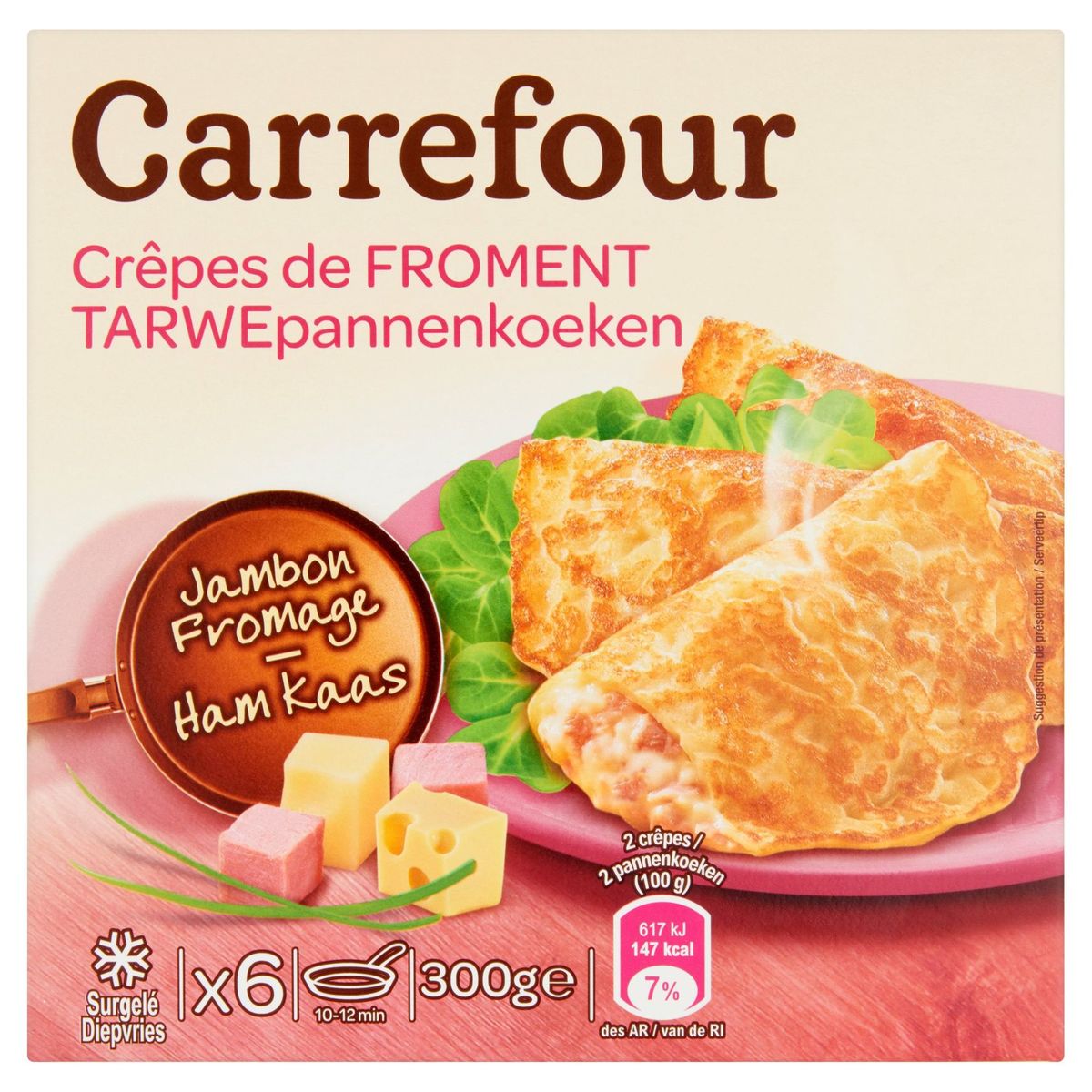 Carrefour Crêpes de Froment Jambon Fromage 6 x 50 g